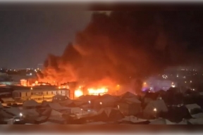 Warehouse caught fire in Kirovsky district of Novosibirsk